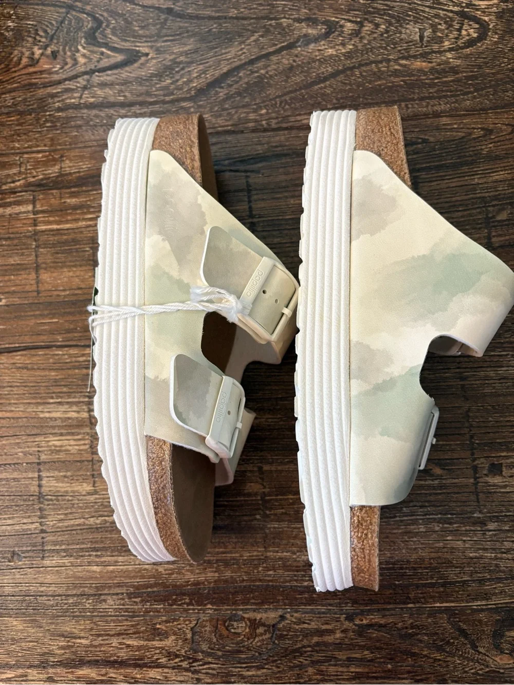 Birkenstock Papillio Arizona Platform Womens Size 8 White Watercolor New NWOB